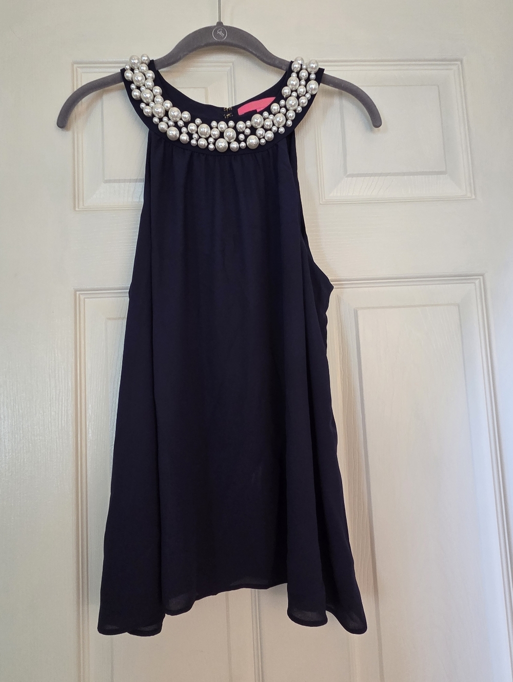EUC Lilly Pulitzer Shawn Top Size Large, True Navy Print
